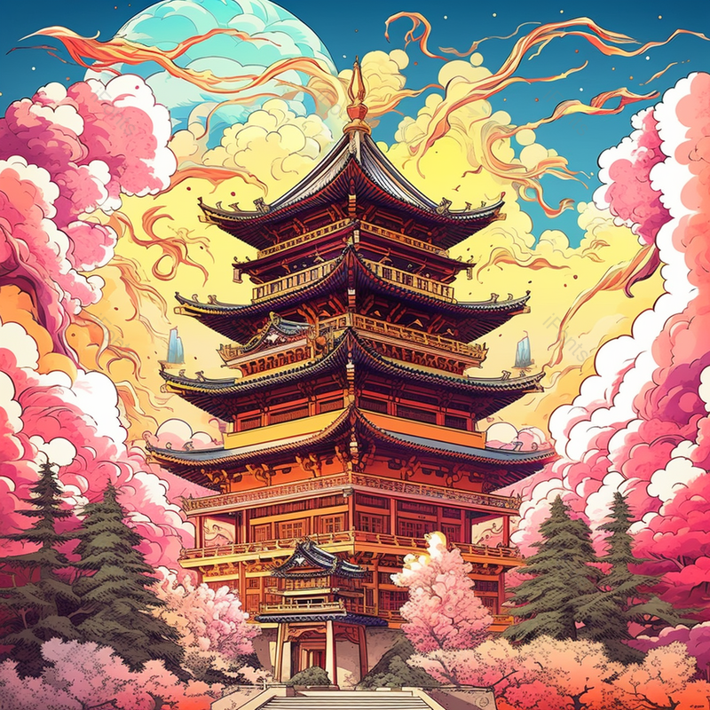 黄鹤楼插画建筑宫殿图,插画/手绘图,插画/手绘图库,插画/手绘图下载,插画/手绘